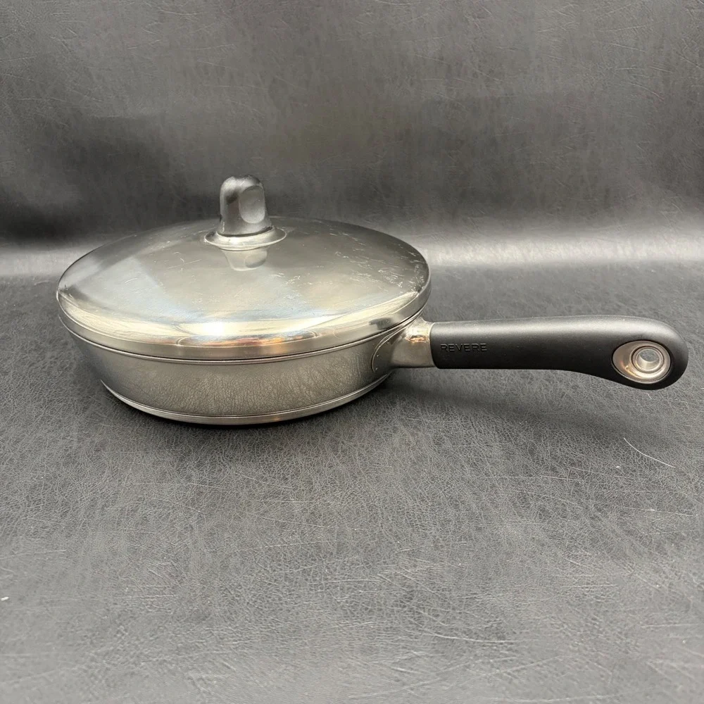 Revere SM-B04 10 Inch Stainless Steel Non-Stick Skillet Frying Pan with Lid